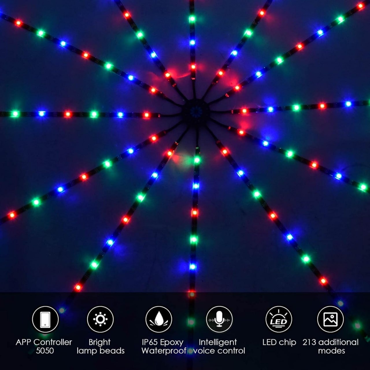 Firework Led Strip Lights - Plastic Material, Free Size, Multicolor Rgb Lighting | Music Sound Sync, Bluetooth Control With Remote, Dream Color Effects