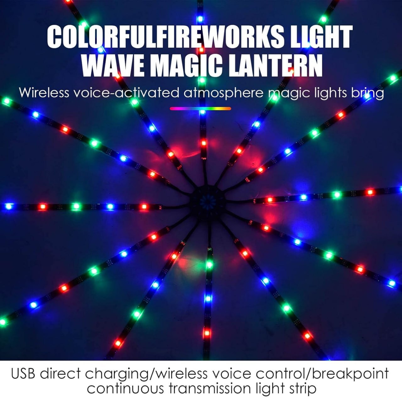 Firework Led Strip Lights - Plastic Material, Free Size, Multicolor Rgb Lighting | Music Sound Sync, Bluetooth Control With Remote, Dream Color Effects