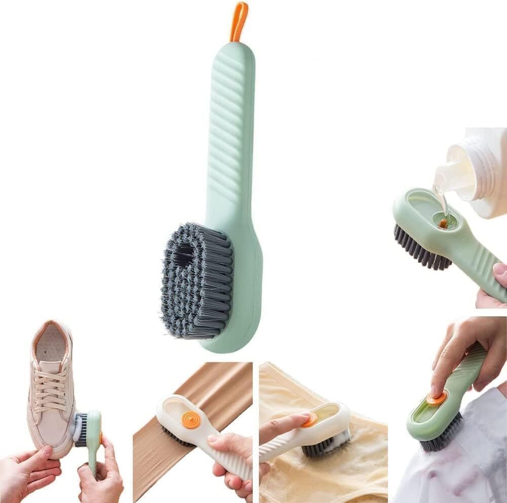 V-shaped Grout & Corner Scrub Brush - Plastic, 10x10x10 Cm | 4-in-1 Multifunctional Cleaning Tool With Soap Dispenser, Durable Bristles For Deep Grime Removal In Bathrooms And Kitchens