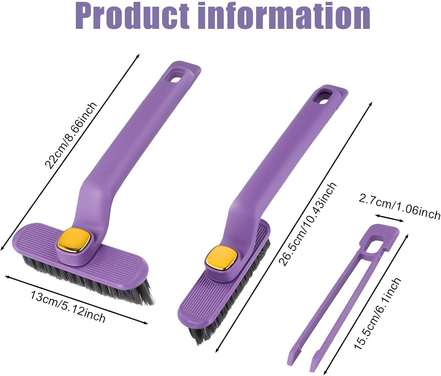 Multifunctional Crevice Cleaning Brush Set - Plastic, 26x5x3 Cm | Durable 360-degree Rotating Design, Precision V-shaped Bristles For Hard-to-reach Areas