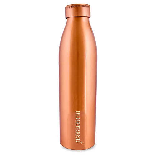 Copper Water Bottle - 500ml, 7cm Diameter, 25cm Height | Hammered Finish, Durable Copper Body, Leak Proof, Easy To Clean, Portable Design