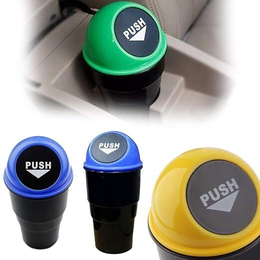 Mitsico Vehicle Automotive Cup Holder Garbage Can Mini Trash Bin - Plastic, Small Size, Multicolor | Spacious Capacity, Leakproof Design, Secure Attachment And Easy To Clean