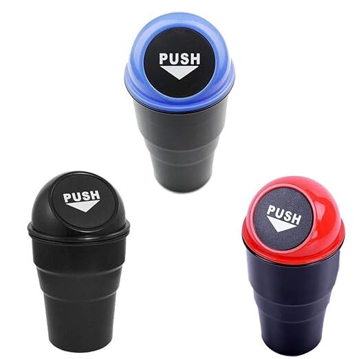 Mitsico Vehicle Automotive Cup Holder Garbage Can Mini Trash Bin - Plastic, Small Size, Multicolor | Spacious Capacity, Leakproof Design, Secure Attachment And Easy To Clean