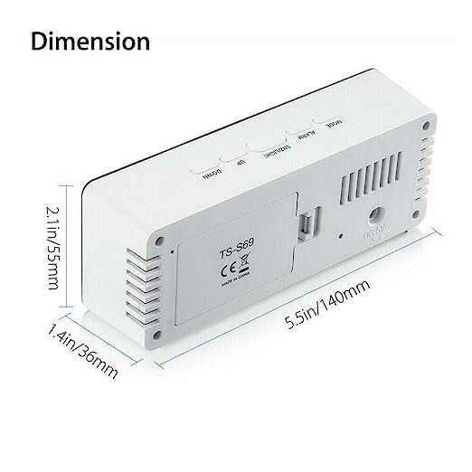 Mirror Digital Led Alarm Clock - 10x8x10 Cm , Usb & Battery Powered, Large Display, Snooze Function, Temperature Display, Gently Wakes You Up, Dual Brightness Settings