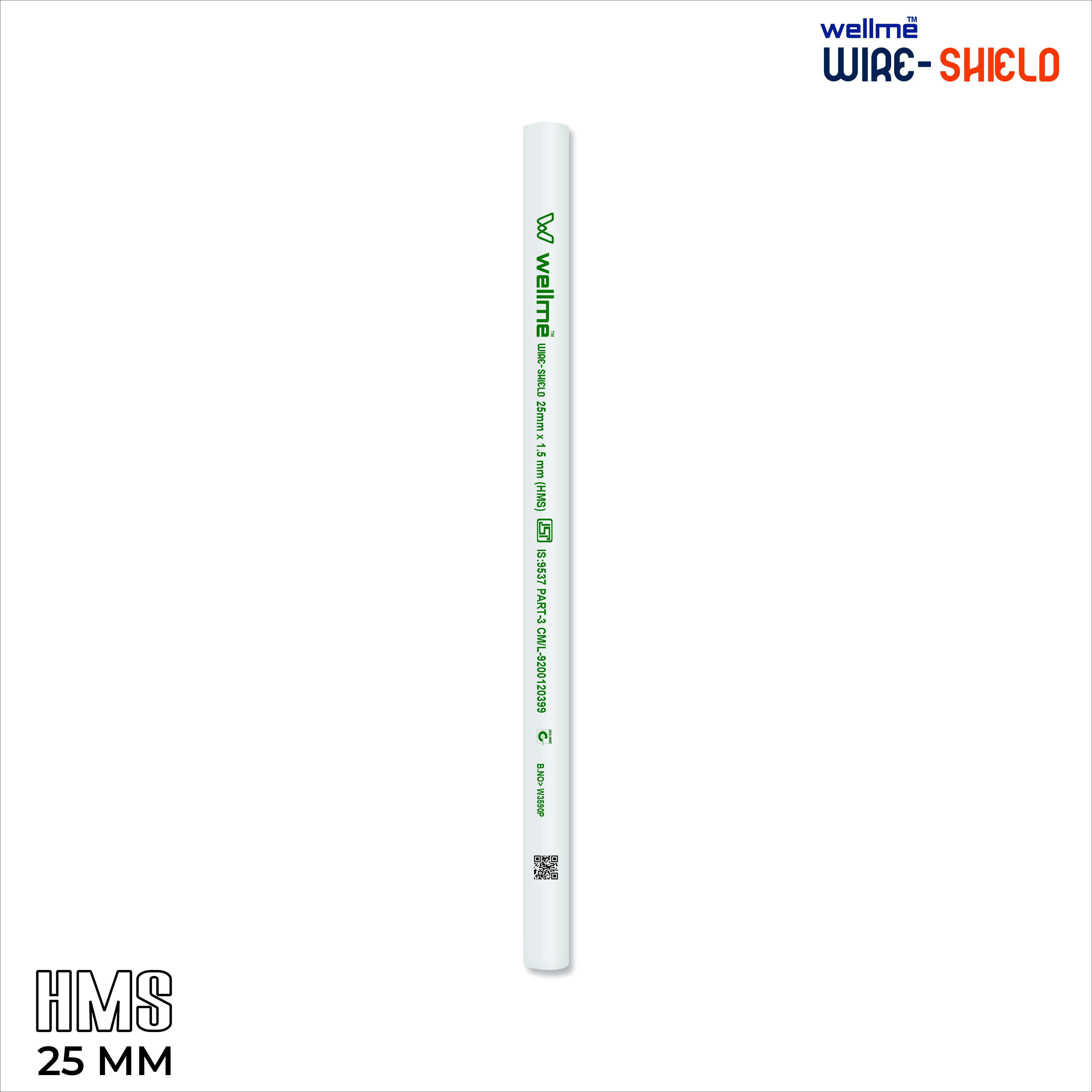 Wireshield Pvc Conduit Pipes - 25mm Diameter, 3 Meters Long, White Color | Female Connection, Round Shape, Bs 1387 Standard, 1.5mm Thickness