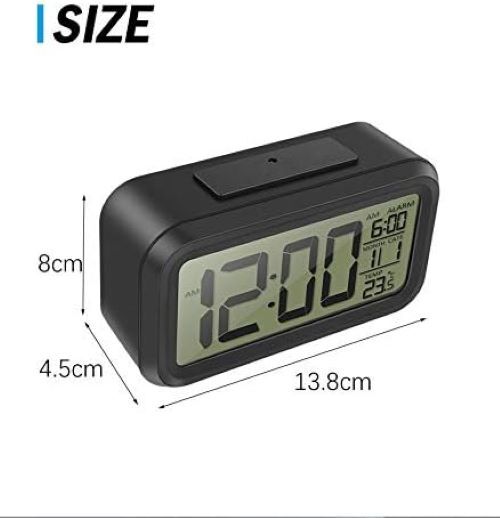 Digital Alarm Clock - Plastic Construction, 5x8 Inches | Smart Backlight, Loud Alarm, Indoor Temperature Display, Easy Access Buttons For Students