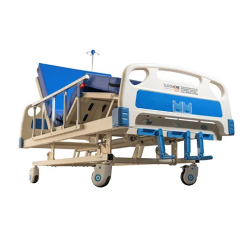 Imported Manual Cot - Steel, 6ft x 3ft x 2ft | 3 Functionality (Head & Leg Raising, Height Adjustment), Collapsible Side Rails, 4" Foam Mattress, Portable with Wheels, 120kg Load Capacity