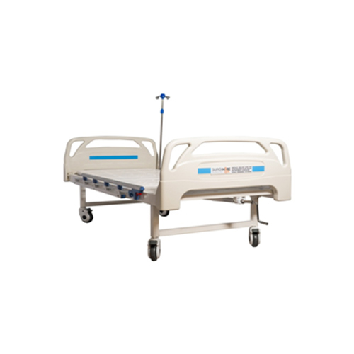 Imported Semi Fowler Manual Cot - Mild Steel, 6x3 Feet, Blue Color | Foldable, Easy To Operate, 4-inch Foam Mattress, Height Adjustable Iv Pole, Durable Up To 120kgs