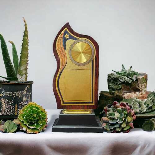 6.75 Inch Celebrations Ceremony Appreciation Gift Sport Academy Awards Trophy - High-Quality Fiber Material, Golden & Brown Color, Customizable Logo, Holder Attachment