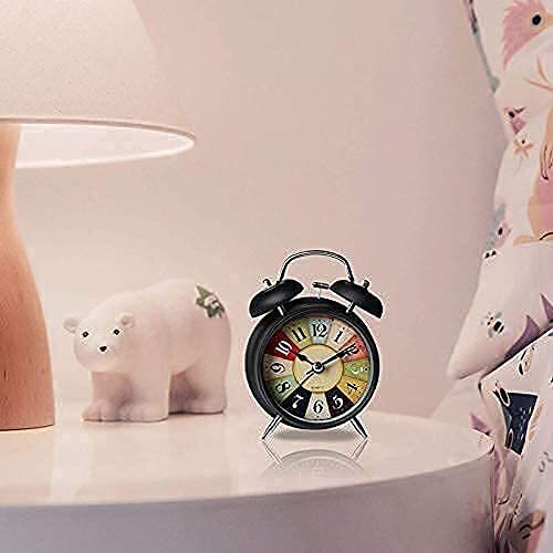 Twin Bell Brass Clock - 6.5x2.2x4.7 Inches | Extra Loud Alarm, Non-ticking Design, Built-in Nightlight, Vintage Style For Heavy Sleepers
