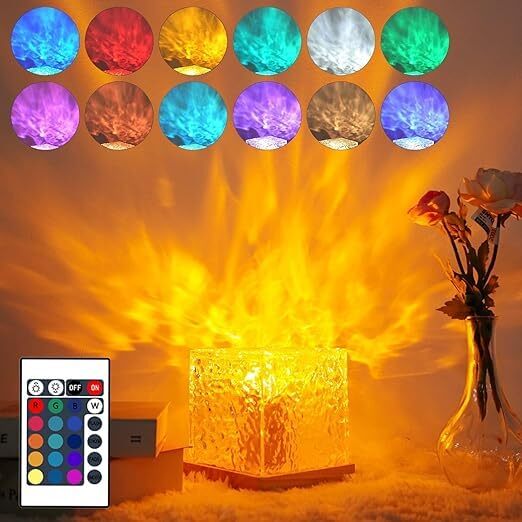 Mitsico Stress Lamp Ocean Wave Lamp Dynamic Water Ripple Projection Light, Abs Plastic, Free Size, Transparent | Adjustable 16 Color Changing Light Effects, Portable Design, Ideal For Home Decor And Gifting