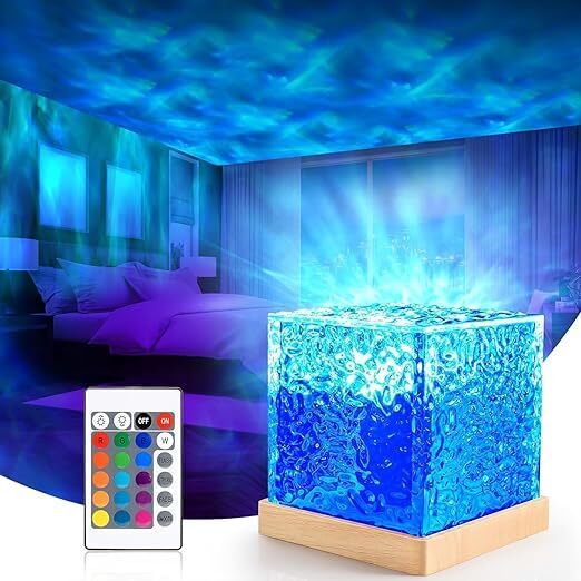 Mitsico Stress Lamp Ocean Wave Lamp Dynamic Water Ripple Projection Light, Abs Plastic, Free Size, Transparent | Adjustable 16 Color Changing Light Effects, Portable Design, Ideal For Home Decor And Gifting