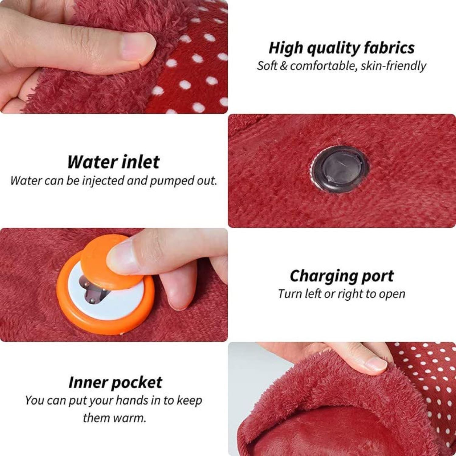 Velvet Heating Bag - Double-thick Flexible Pvc, High-grade Velvet Fabric | Portable Rechargeable, 120 Minutes Of Heat Relief For Muscle Pains