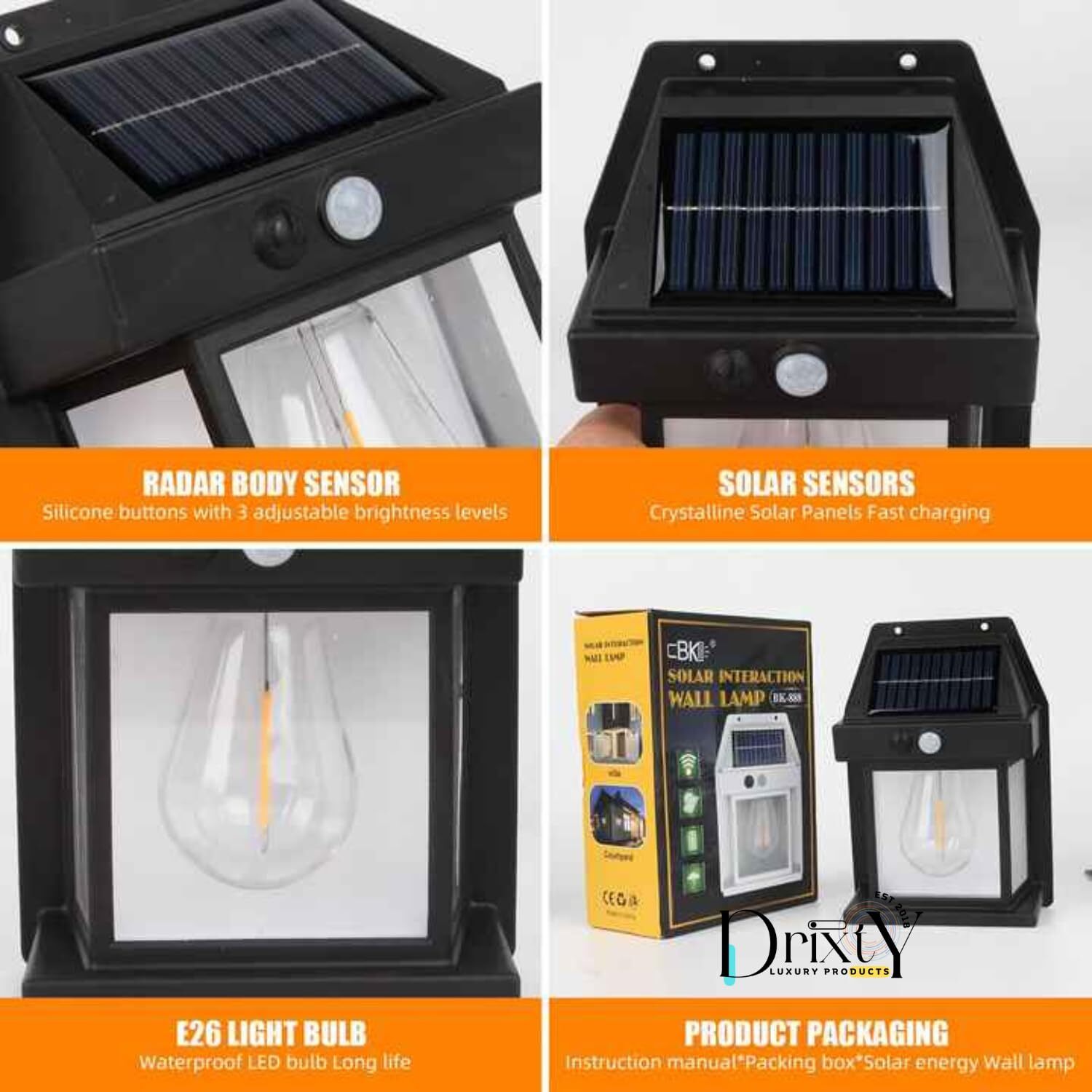 Solar Interaction Wall Lamp - Abs Material, 17x6x12 Cm | 74 Leds, 2500lm Brightness, Ip65 Waterproof, Adjustable 3-head Design, Enhanced Pir Motion Sensor