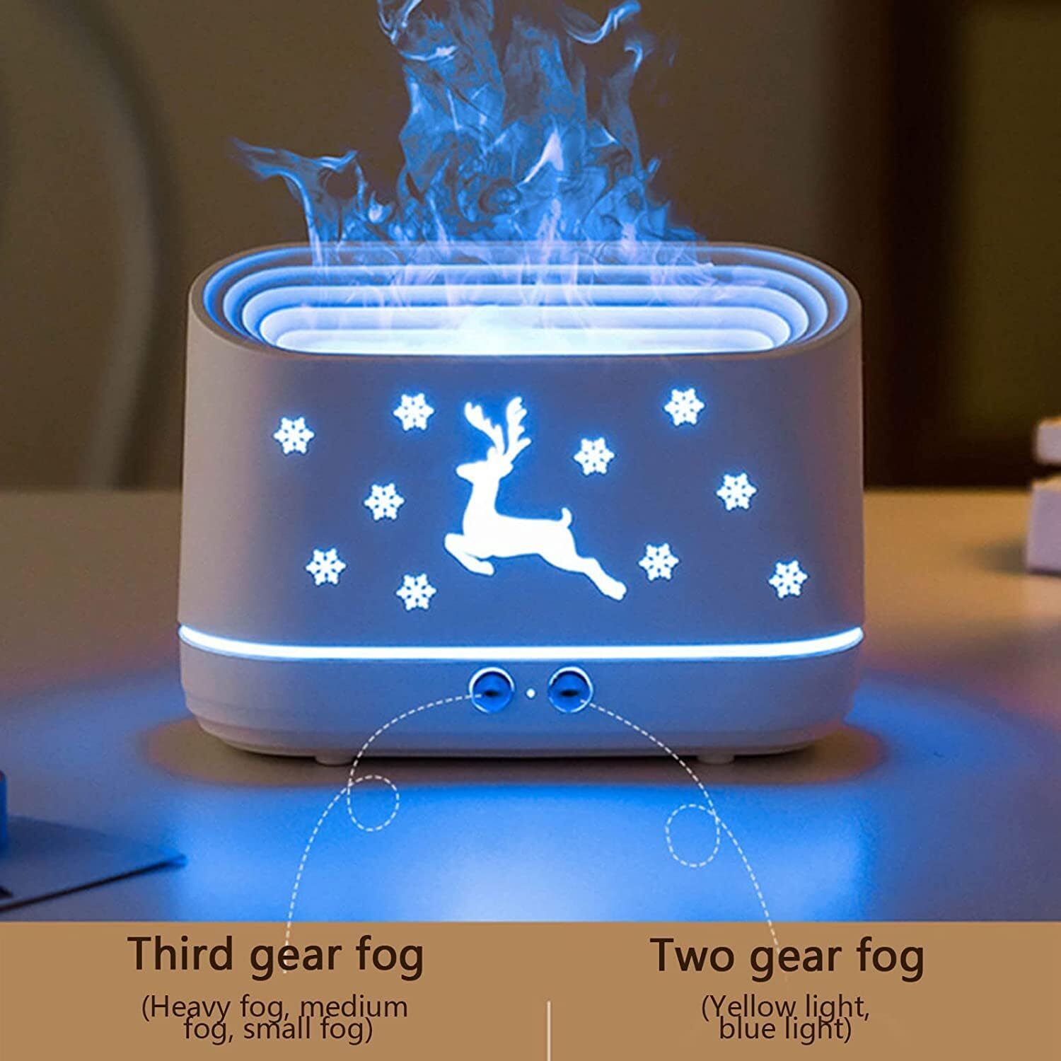 Aromatherapy Humidifier - High-quality Pp Material, 20x22x20 Cm | Realistic Flame Effect, Noiseless Operation, Auto Shut-off