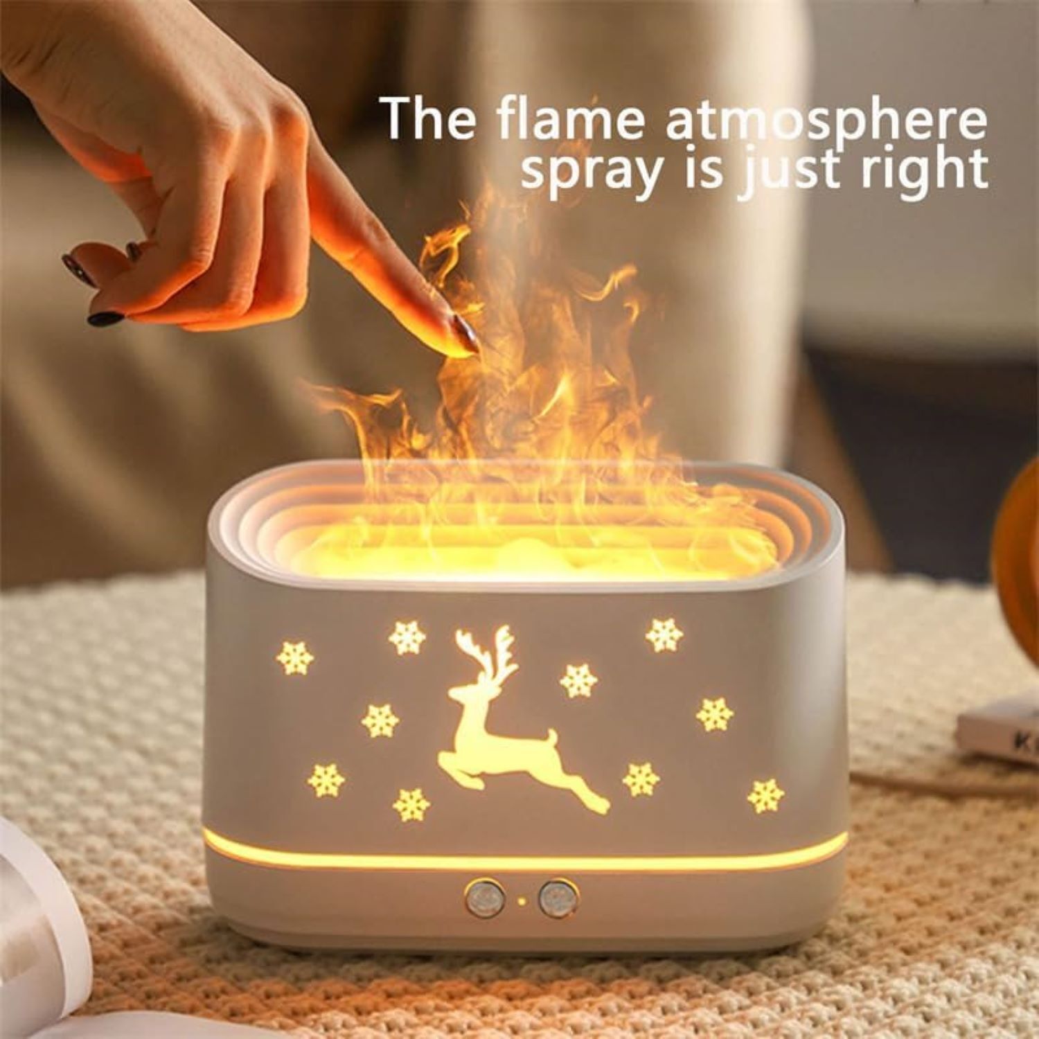 Aromatherapy Humidifier - High-quality Pp Material, 20x22x20 Cm | Realistic Flame Effect, Noiseless Operation, Auto Shut-off