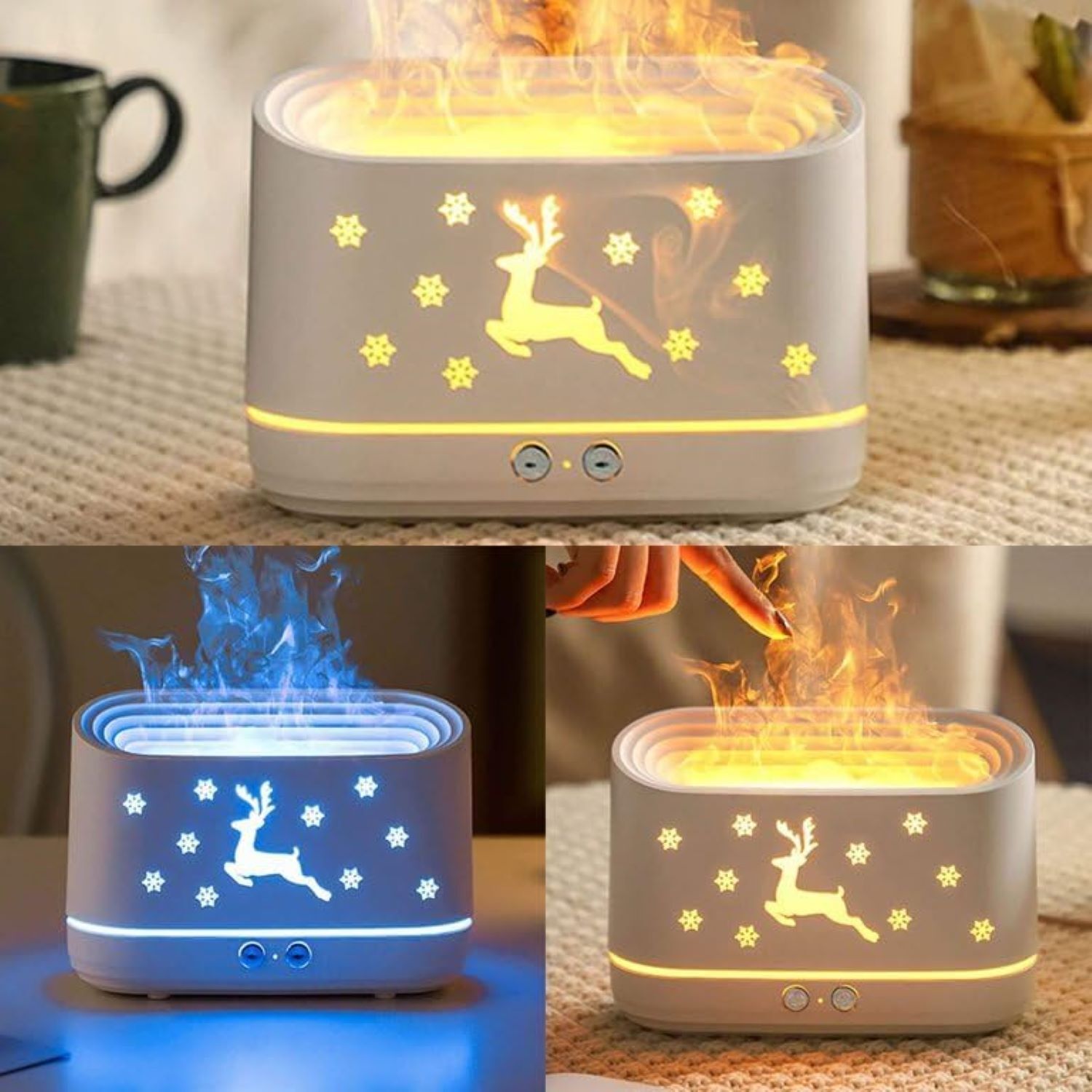 Aromatherapy Humidifier - High-quality Pp Material, 20x22x20 Cm | Realistic Flame Effect, Noiseless Operation, Auto Shut-off