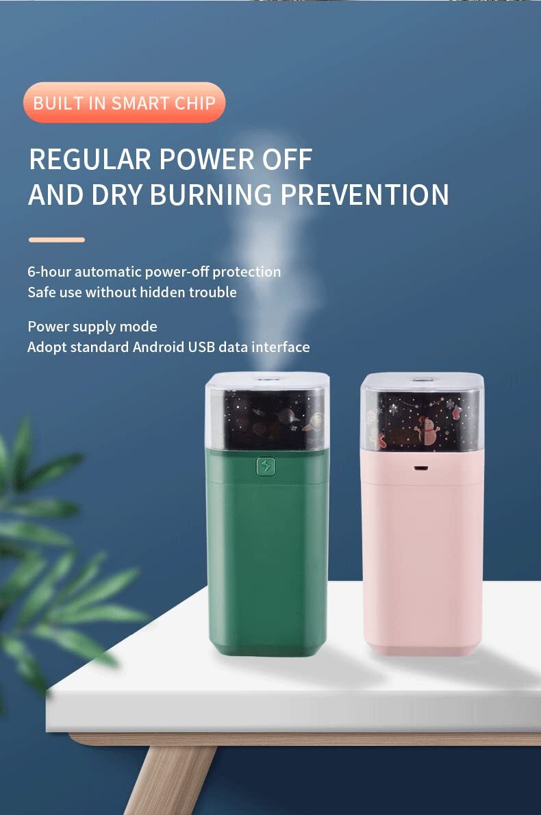Galaxy Projection Humidifier - Plastic, 10x10x10 Cm | Humidifier, Night Light, Star Projector For Kids - 3 Color Options, Quiet Operation, Easy Clean Tank