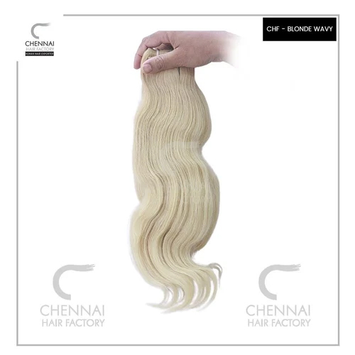 28 Inch Blond Bodywavy Premium Quality Virgin Natural Process Human Hair Extensions - Hair Extension Type: Clip-in