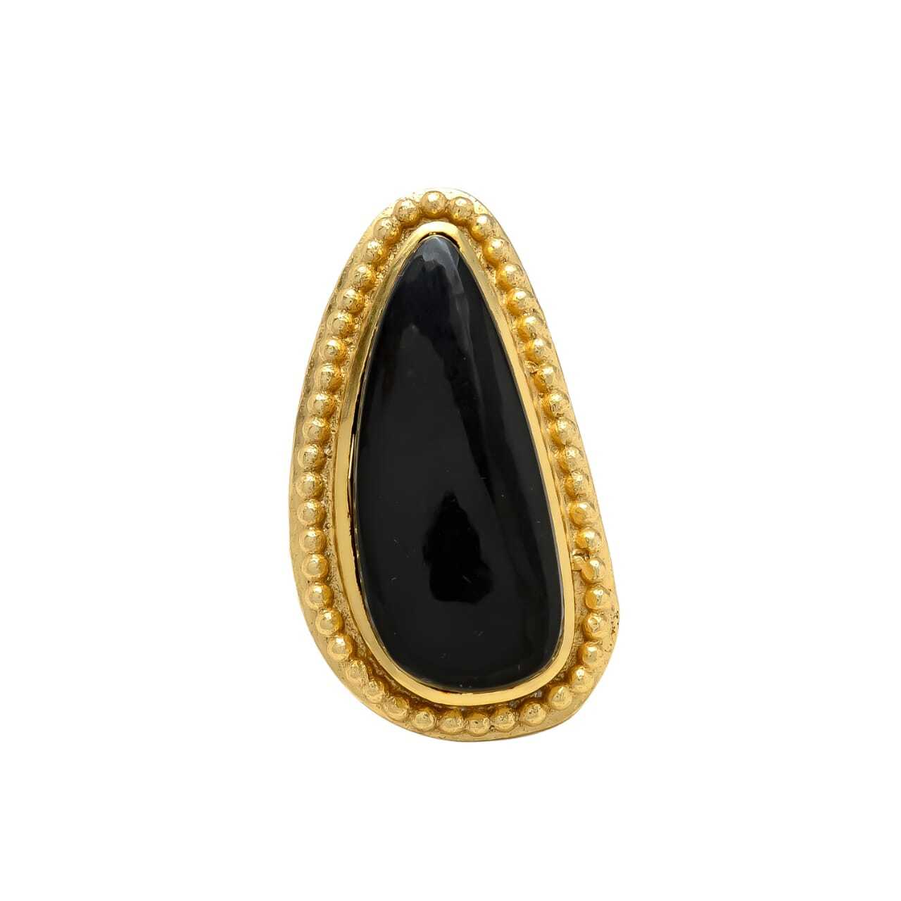 New Arrival Black Onyx Gemstone Finger Ring, Gold Plated - Gender: Men