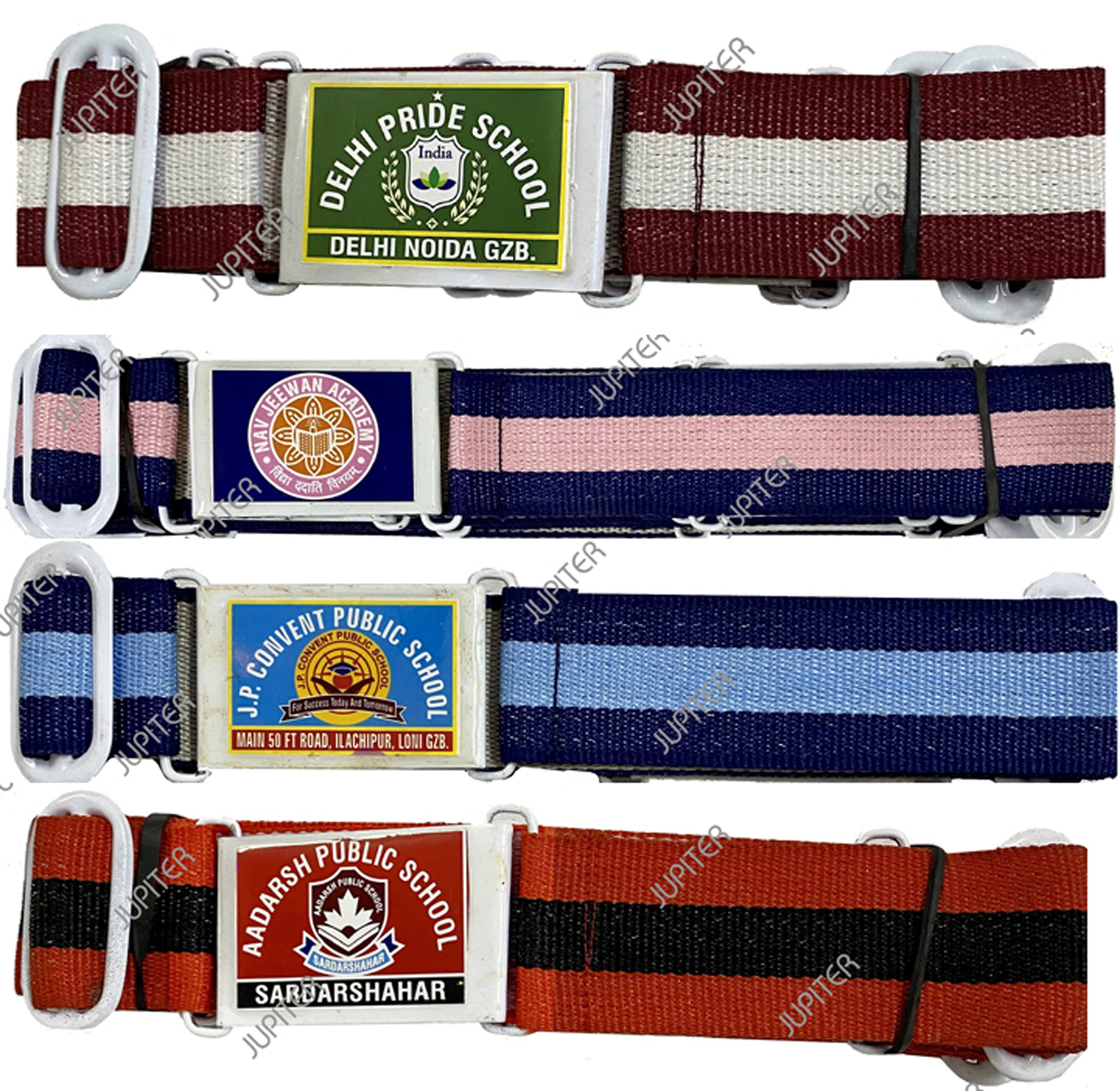 School Belt - Metal Finish In Brass And Steel, Powder Coating With Customized Logo, Tailored Niwar Options For Unisex Wearers Aged 4-19