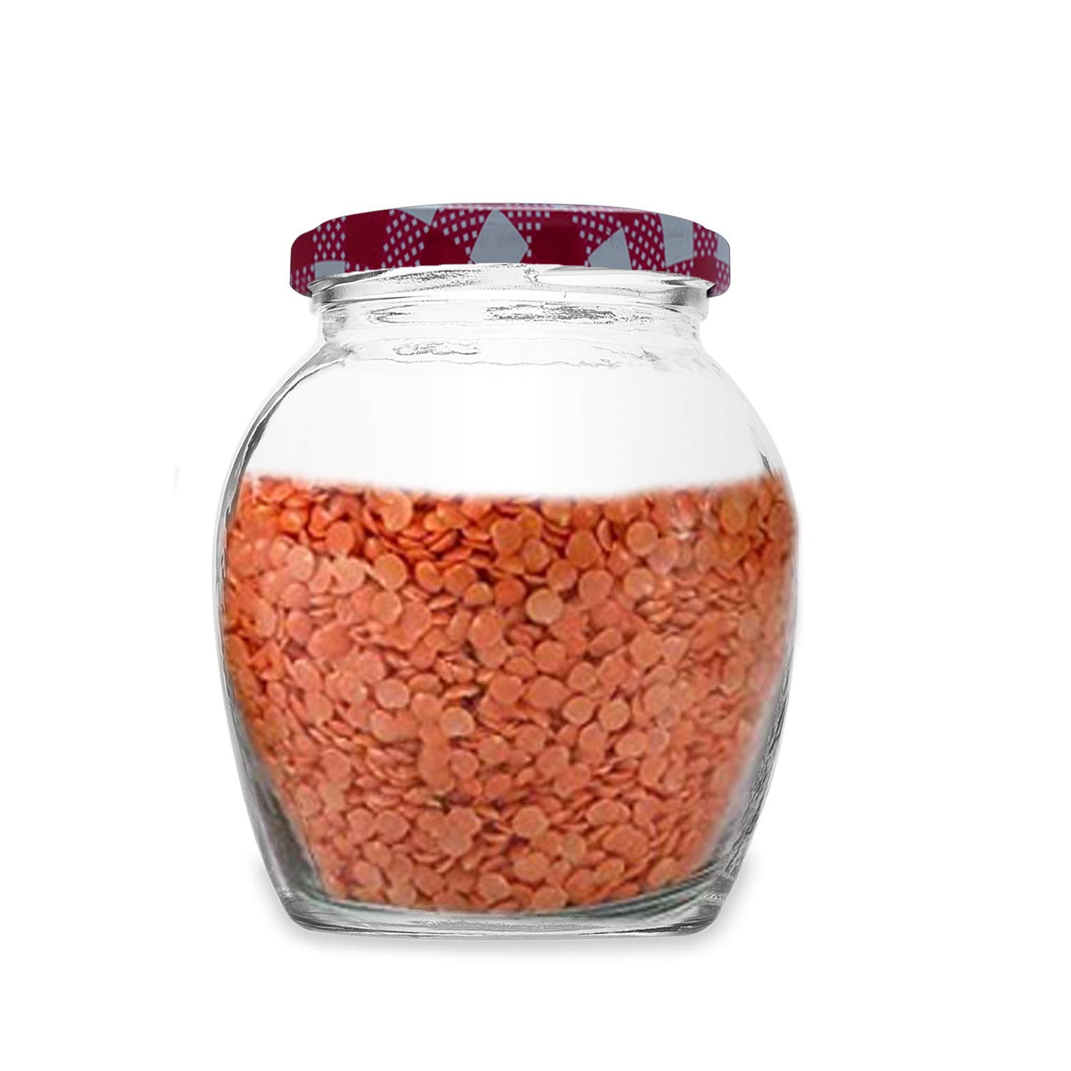 Croco Matka Kitchen Storage Container Glass Jar Set - 12 Piece, Round Shape, Transparent Glass, Steel & Plastic Screw Type Caps | Ideal For Dry Fruits Storage, Juice, And Water