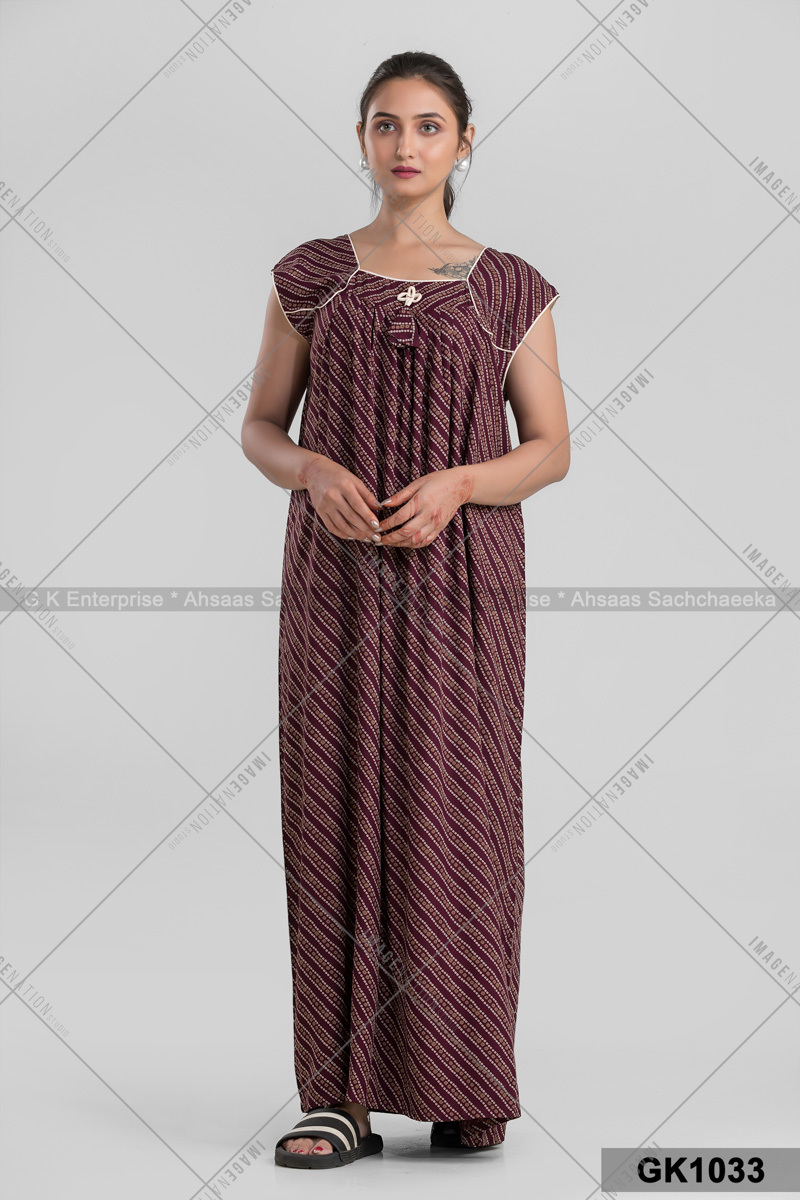 Fine Cotton Bip Nighty (Gk1033) - Color: 3 Colors