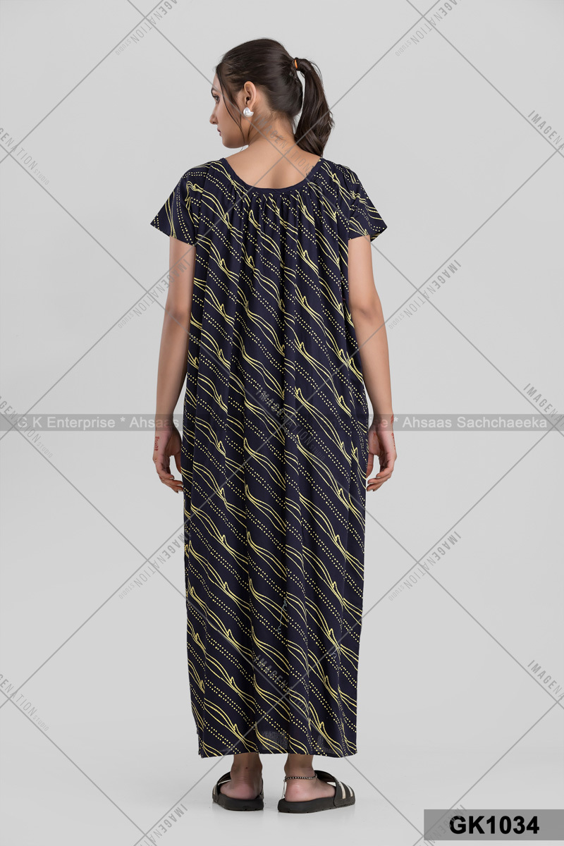 Round Neck Printed Nighty (Gk1034)