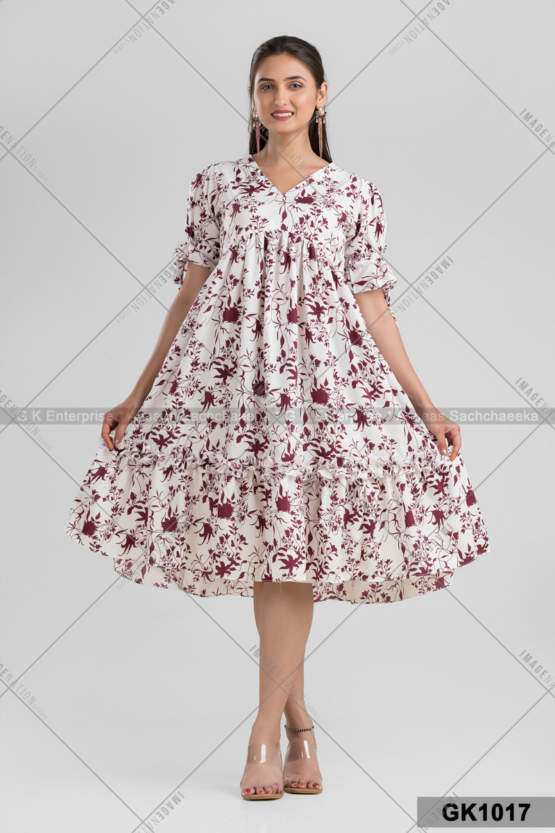 V Neck Half Sleeve Kurti (Gk1017)
