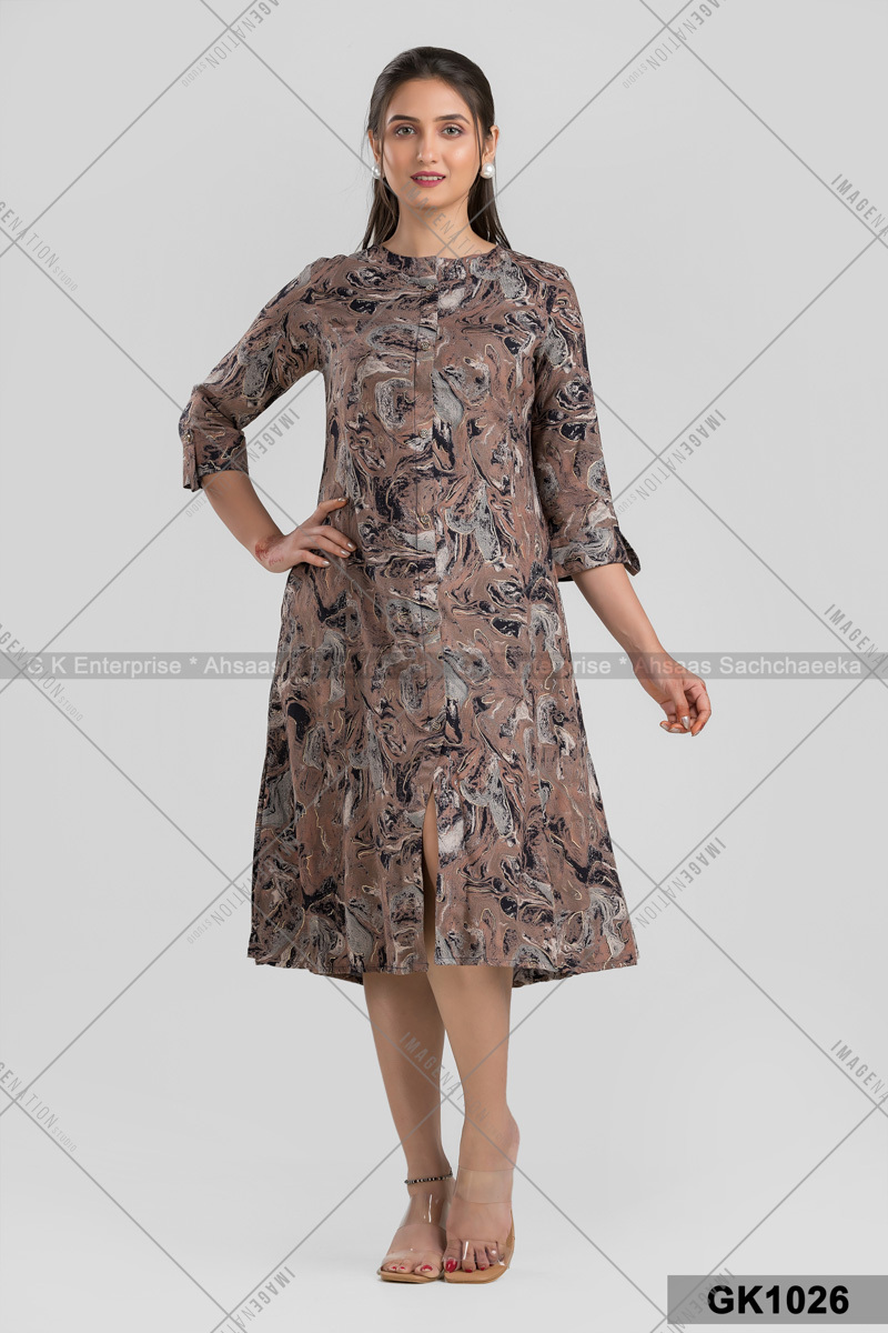 Umbrella Style Front Cut Kurti Rayon With Faux (Gk1026) - Color: 3 Colors