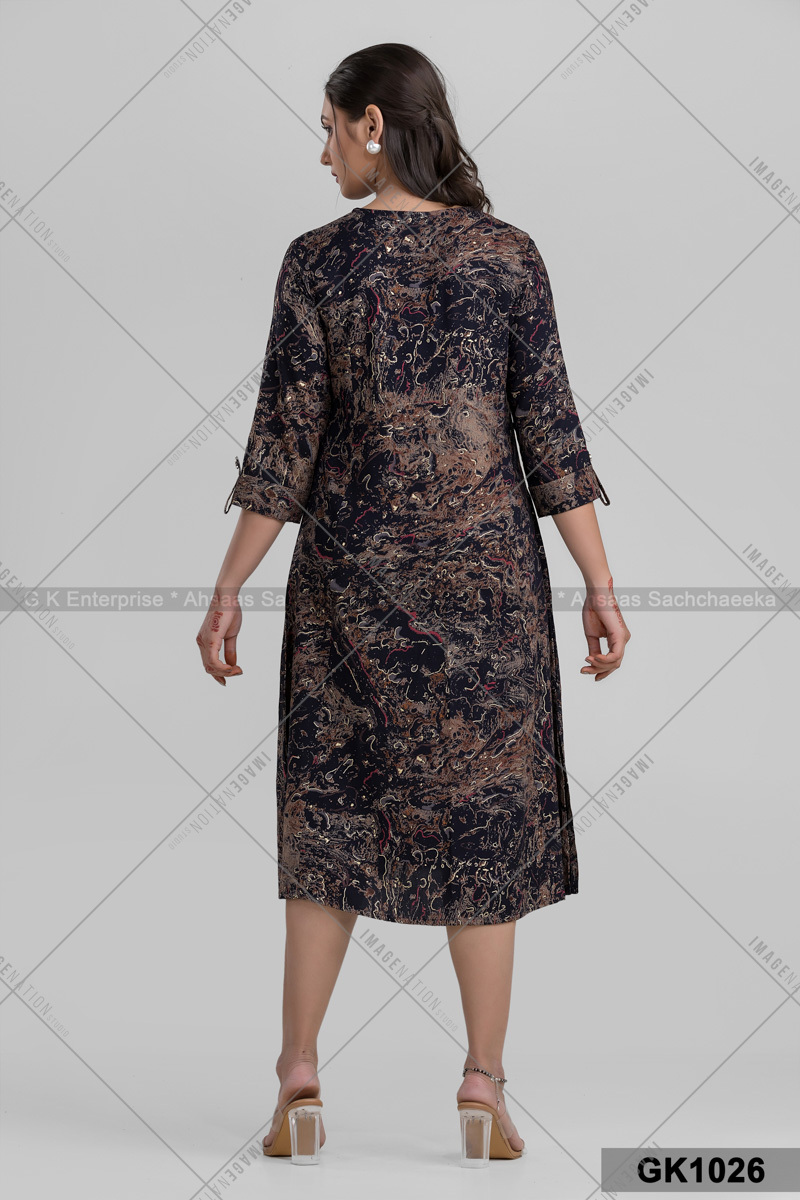 Umbrella Style Front Cut Kurti Rayon With Faux (Gk1026) - Color: 3 Colors
