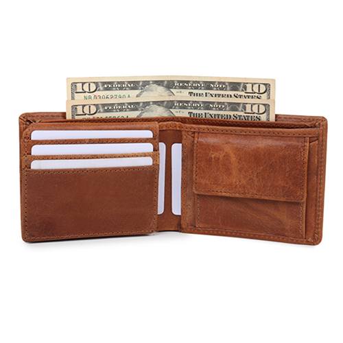 Mens Leather Wallet - Various Sizes, Modern Design In Tan Orange | Foldable Structure With Attractive Style, Multiple Color Options