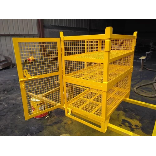 Mild Steel Bin Storage Rack - 4ft Tall, Yellow Finish | Customizable Adjustable Shelving, Heavy-duty For Industrial Use