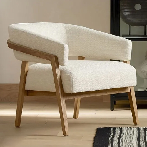 Arm Sofa Chair - Wood, Fabric, Foam | Modern Design, Durable Build, Available in White and Brown