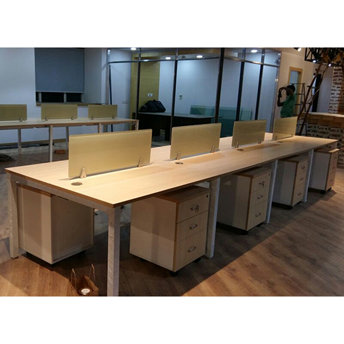 8 Seater Back To Back Workstation - High-Quality PVC Material, Polished White Finishing, Built-In Drawer, Easy to Clean, Moisture-Proof, Smooth Textured Surface