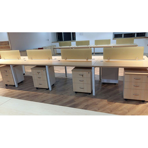 8 Seater Back To Back Workstation - High-quality Pvc Material, Polished White Finishing, Built-in Drawer, Easy To Clean, Moisture-proof, Smooth Textured Surface