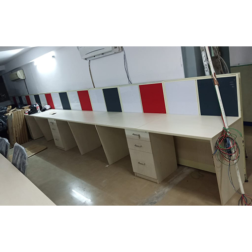 Modular Office Workstation - High-Quality PVC, Polished Brown Finish | Moisture-Proof, Easy to Clean, Customizable Design