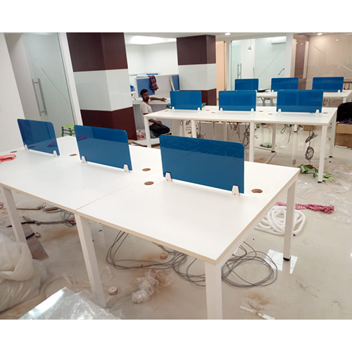 Office Back To Back Workstation - High-Quality Wood, Polished Finish | Moisture-Proof, Easy to Clean, Modern Design for Two Users