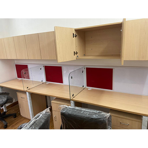 Modular Office Workstation - High-quality Pvc, Polished Brown Finish | Moisture-proof, Easy To Clean, Customizable Design