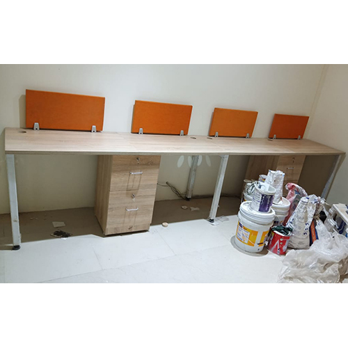 Modular Office Workstation - High-quality Pvc, Polished Brown Finish | Moisture-proof, Easy To Clean, Customizable Design