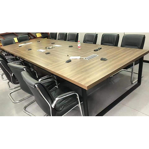 Office Conference Table - Pvc Material, Customizable Size & Brown Color | Moisture-proof, Easy To Clean, Elegant Polished Finish