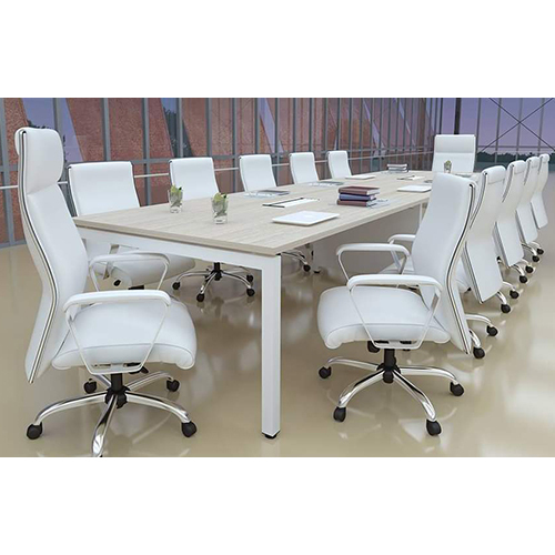 Office Conference Table - Pvc Material, Customizable Size & Brown Color | Moisture-proof, Easy To Clean, Elegant Polished Finish