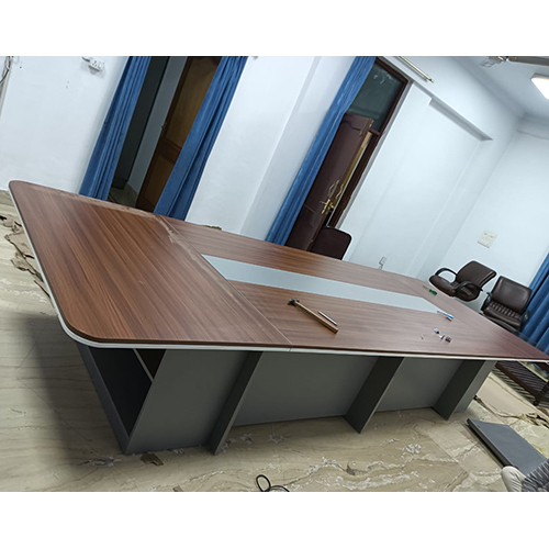 Office Conference Table - Pvc Material, Customizable Size & Brown Color | Moisture-proof, Easy To Clean, Elegant Polished Finish