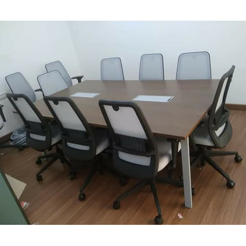 Office Conference Table - Pvc Material, Customizable Size & Brown Color | Moisture-proof, Easy To Clean, Elegant Polished Finish