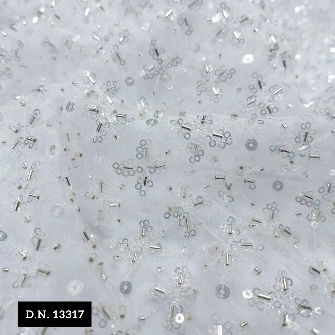 Luxurious High-quality Beaded Sequined Mesh Fabric - Attributes: Comfortable & Soft