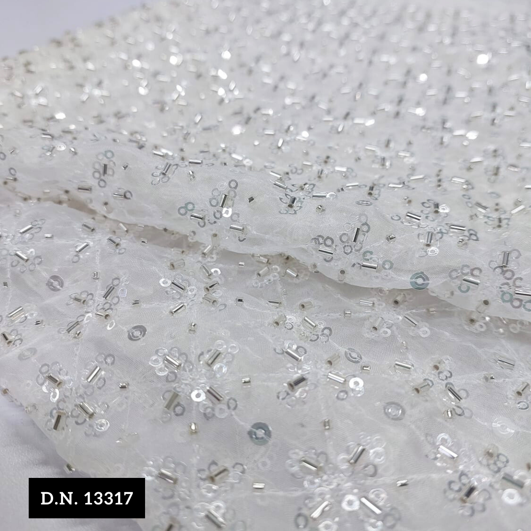 Luxurious High-quality Beaded Sequined Mesh Fabric - Attributes: Comfortable & Soft