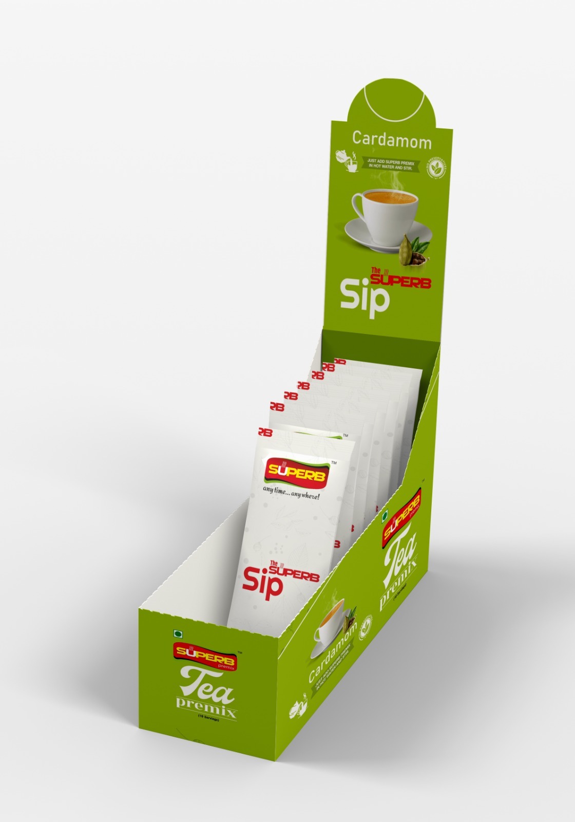 Cardamom Tea Premix - 14 Gm Sachet, Instant Powder With Sweet Taste And Medium Sugar, Blended Solid Extract For Improved Digestion