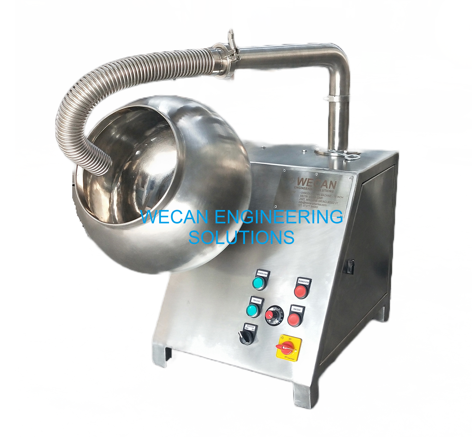 Stainless Steel Small Chocolate Panning Machine - Coating Speed: Variable Rpm