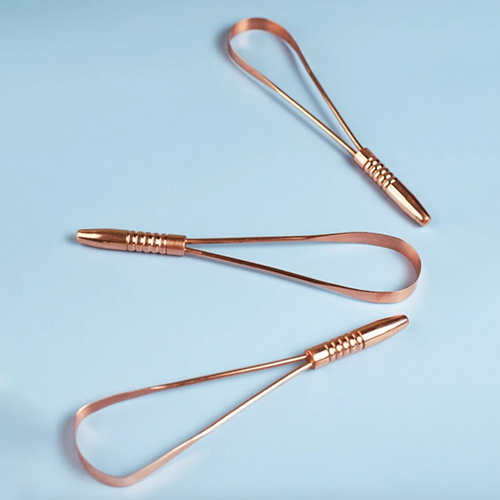 One Handle Copper Tongue Cleaner - Copper Material, Ergonomic Grip Design | Suitable For All Ages, Multiple Uses For Oral Hygiene