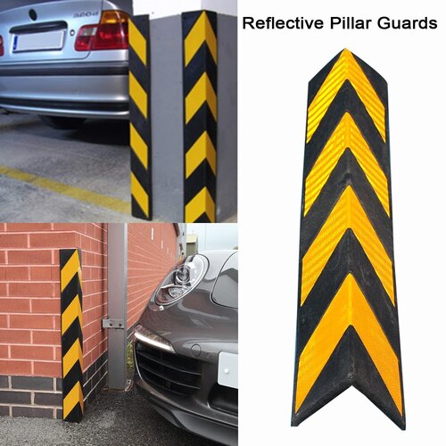 Rubber Wall Guard - 800mm Long With Chevron Safety Tape | Yellow And Black For Parking Safety